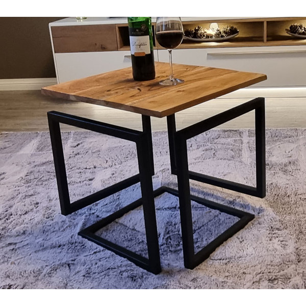 Wood cube deals side table